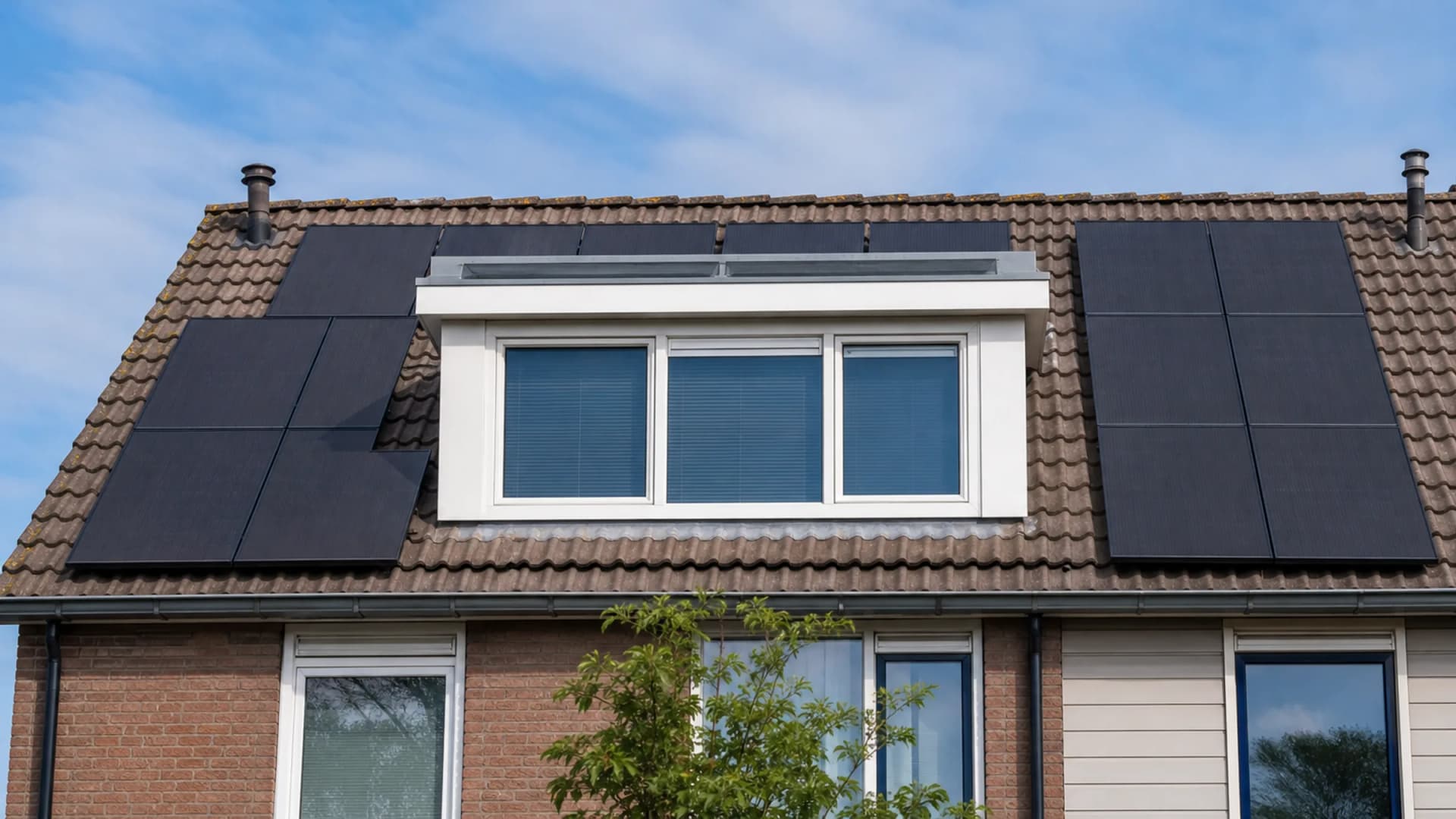 Solar panels on or around a dormer