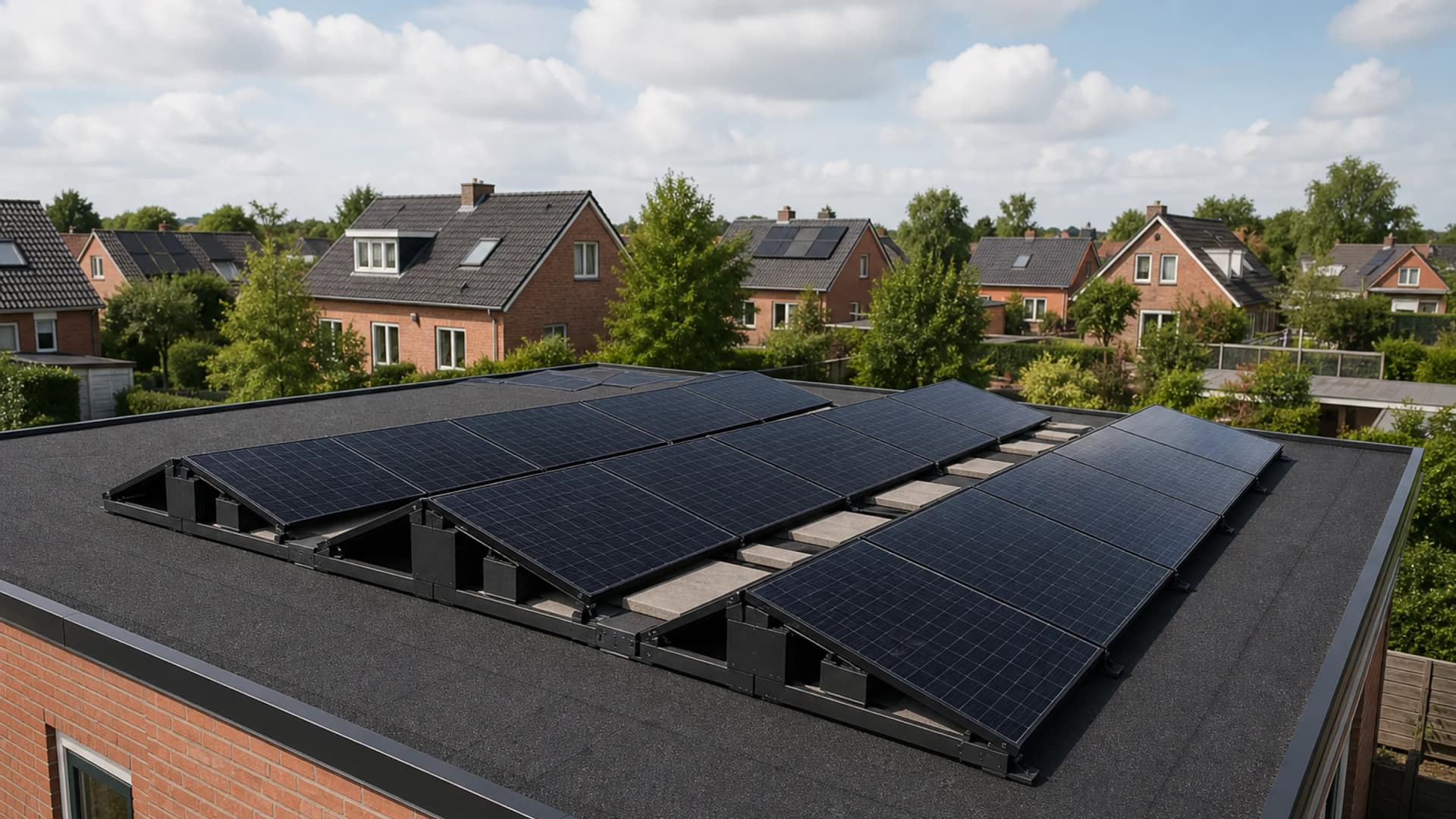 Solar panels on a flat roof: ballast, layout and yield