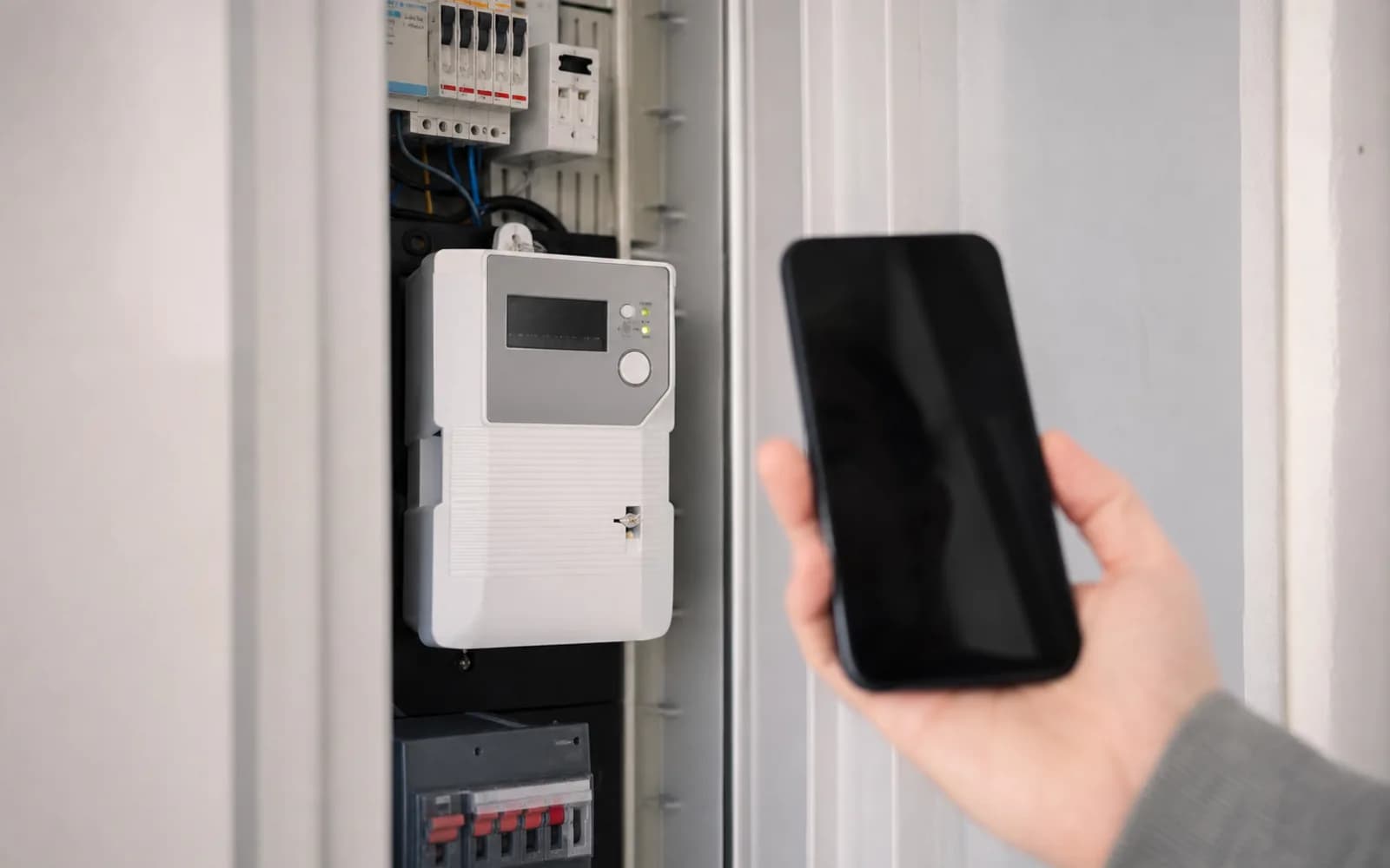 Slimme meter en smartphone naast elkaar, keuze voor energietarief
