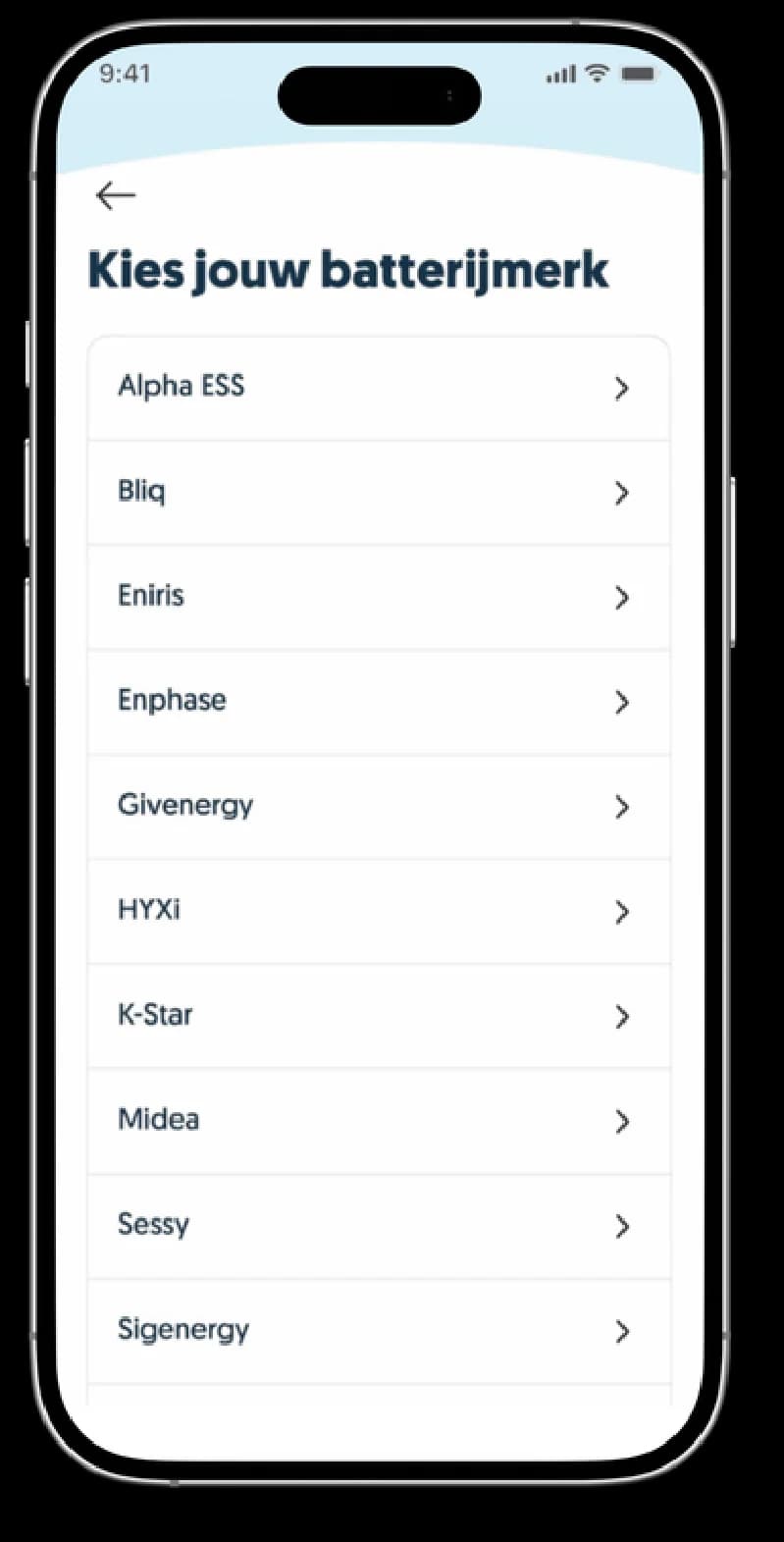 Frank Energie app: choose your battery brand