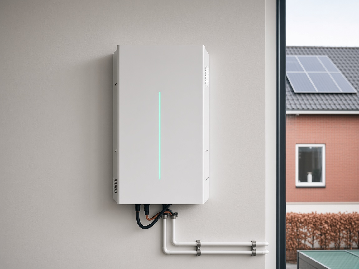 Witte batterij aan de muur in een Nederlandse woning